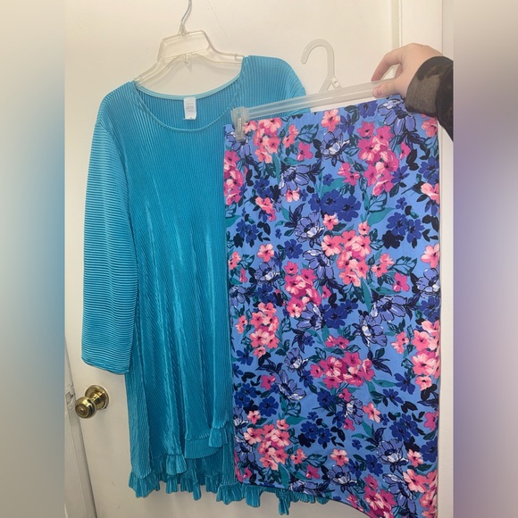 Tops - Blue Top and Floral Skirt Set